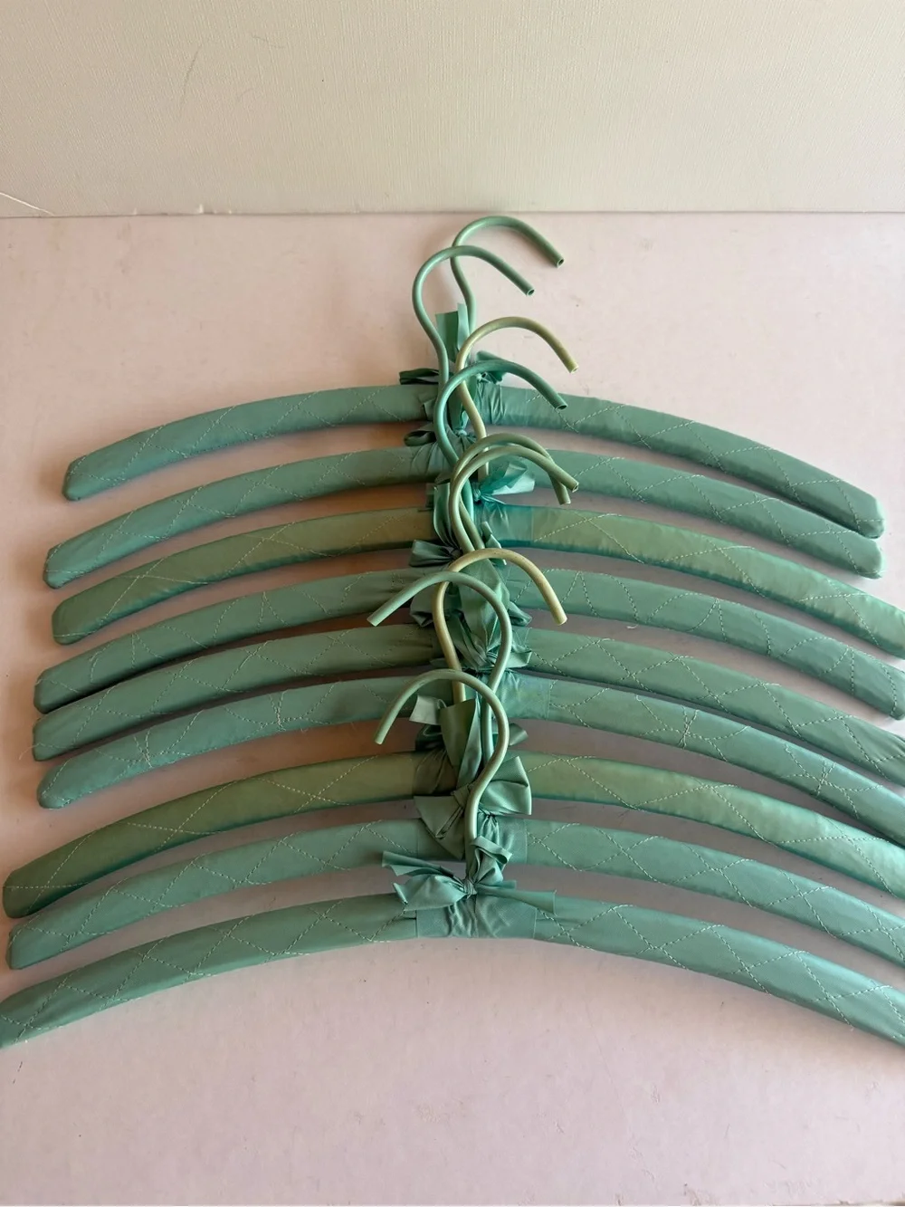 Vintage Padded Mint Green Clothing Hangers
